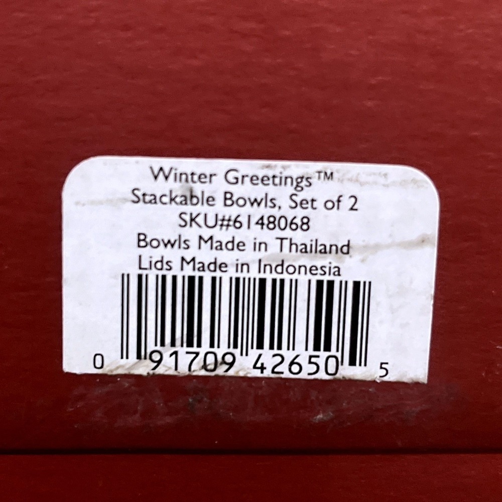 Lenox Winter Greetings Catherine McClung Set Of 2 Bowls Excellent~Original Box - Picture 10 of 11